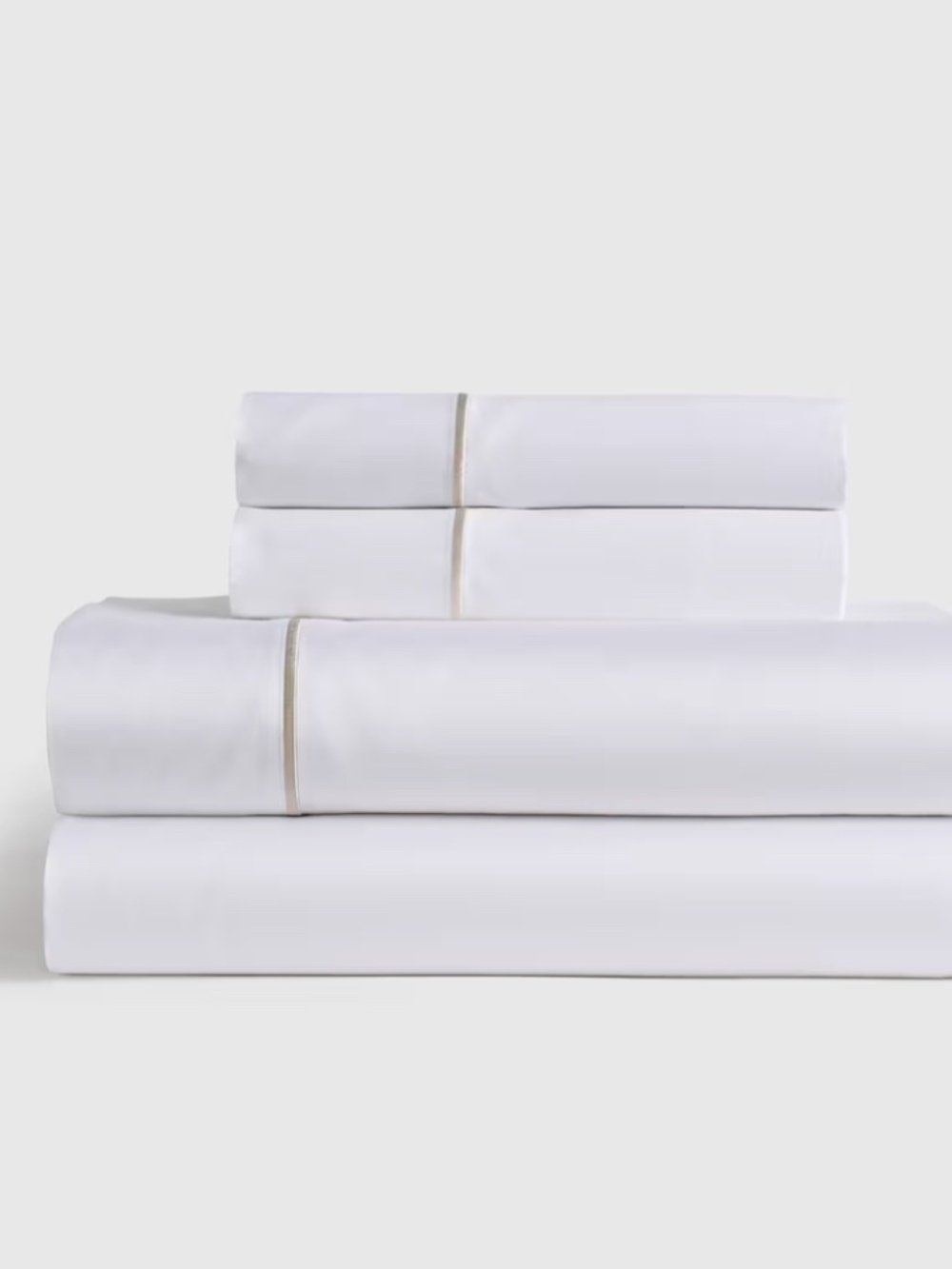 Signature Giza Cotton Sateen Embroidered Sheet Set white sand Full NWT